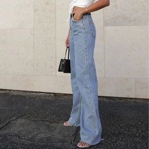 Zara Light Medium Wash Z1975 High Rise Wide Leg Jeans 8 28in